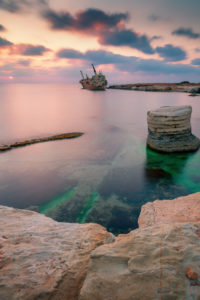 Abandoned ship Edro III near Paphos beach